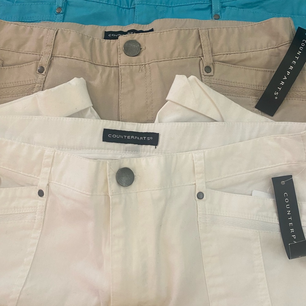 Counterparts Trio: Teal, Khaki & White Pants Set